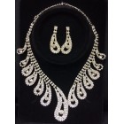 Wedding Sweet 16/15 Pearl Rhinestones Silver Necklace Earring Jewelry Set